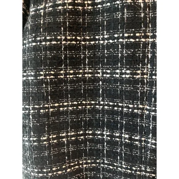 Ann Taylor Womens Black & White Tweed Fringed Button-Front Blazer Size 8 NWT - Picture 9 of 9
